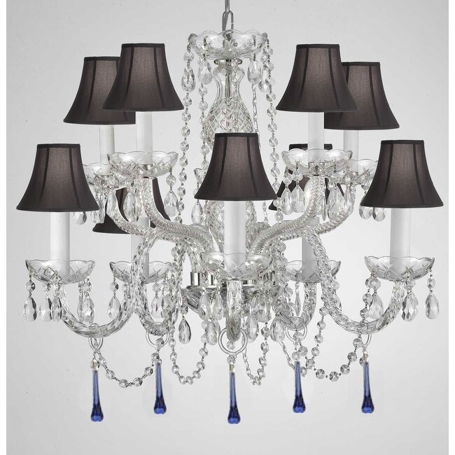 Venetian Style All Crystal Chandelier Lighting With Blue Crystals
